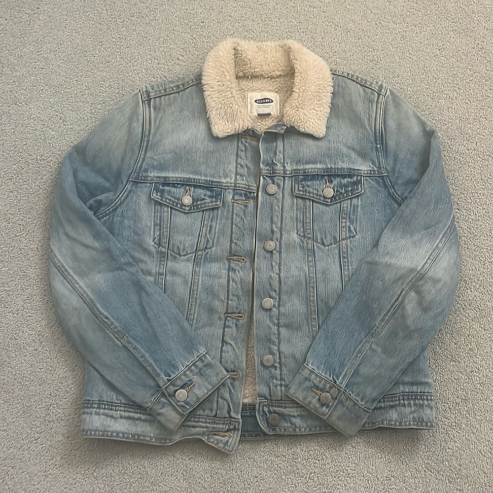 Old Navy Fur Lined Jean Jacket, Size M